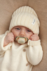 Cream Merino Wool Chunky Rib Beanie