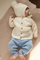 Cream Merino Wool Hat With Pom Pom
