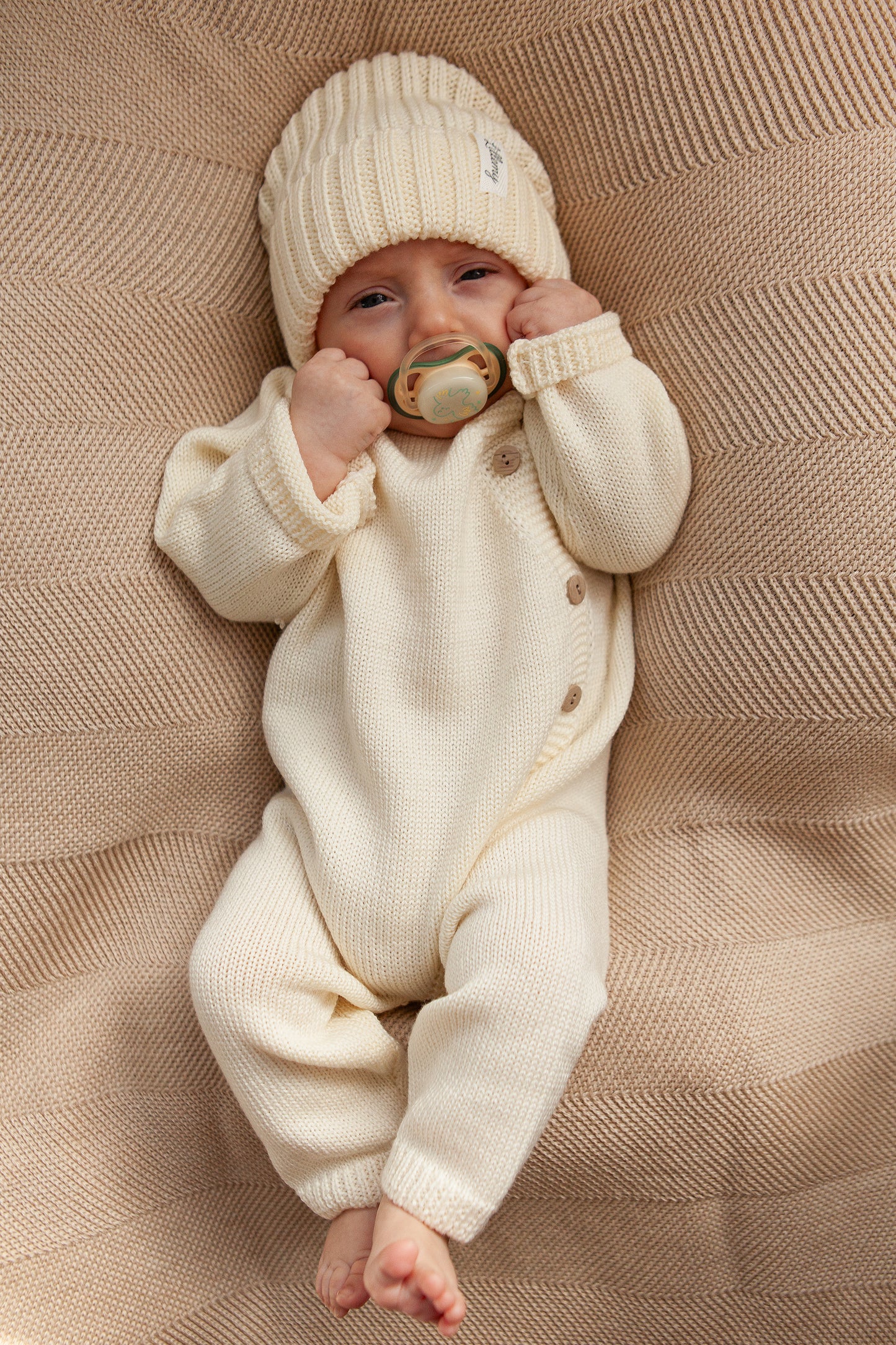 Cream Merino Wool Chunky Rib Beanie