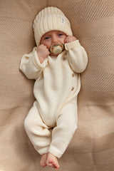 Cream Merino Wool Chunky Rib Beanie