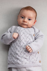 Grey Merino Wool Openwork Cardigan