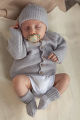 grey merino wool baby socks detail – fine knit, moisture-wicking Italian merino