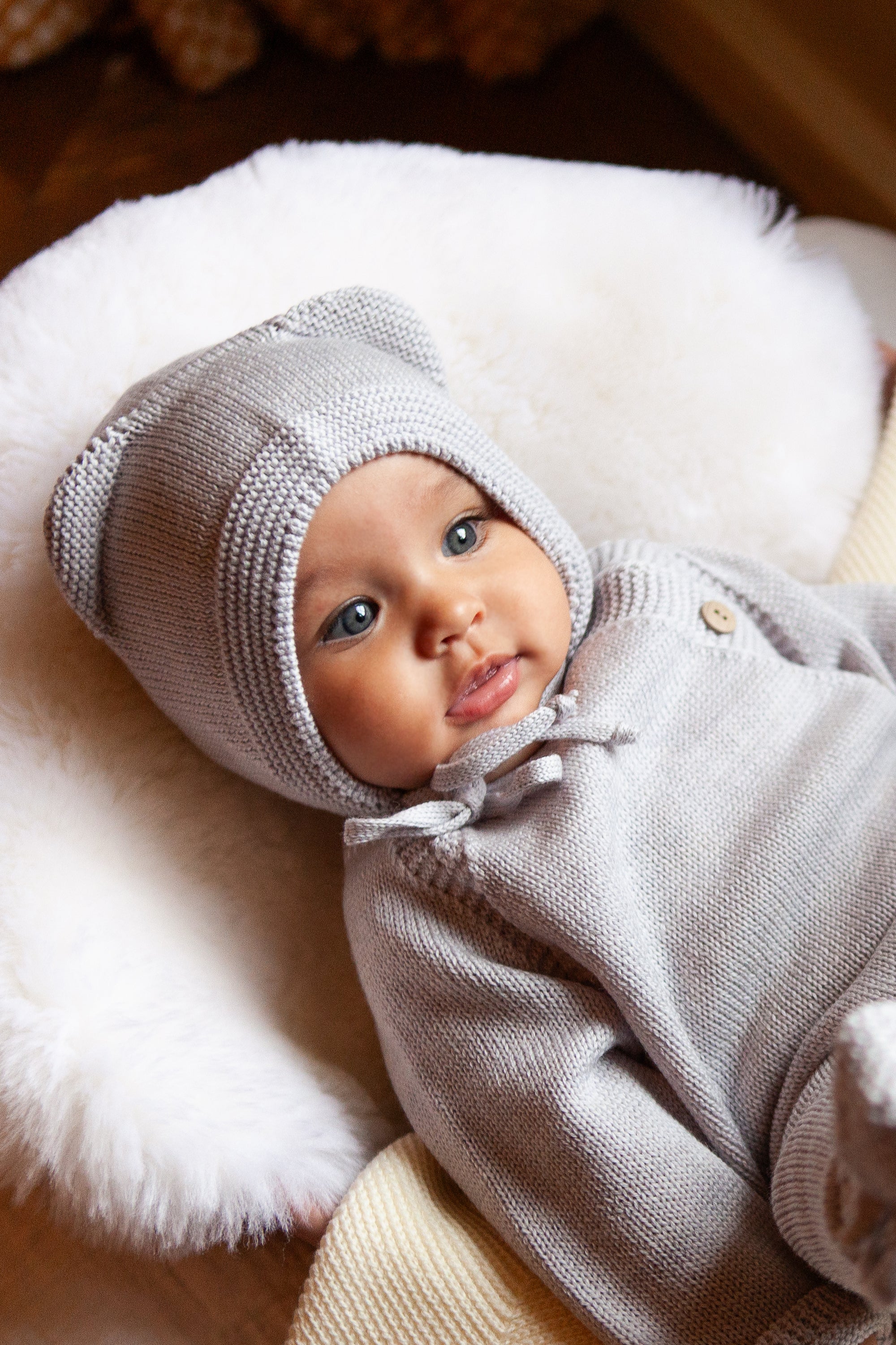 Grey Merino Wool Bonet