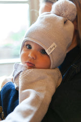 Grey Merino Wool Hat With Pom Pom