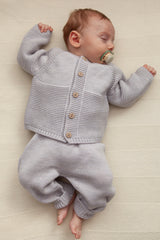 Grey Merino Wool Knitted Baby  Pants