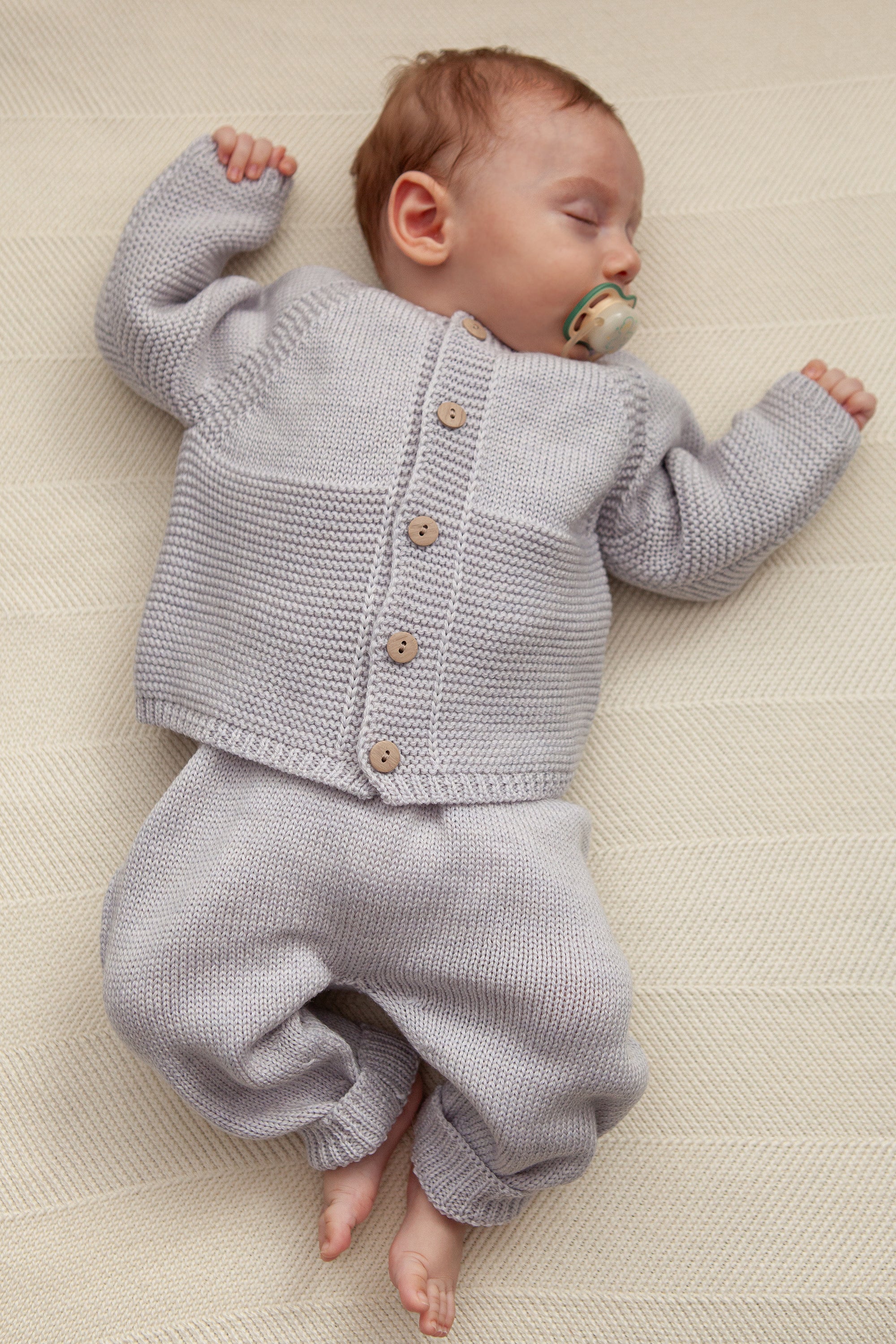 Grey Merino Wool Knitted Baby  Pants