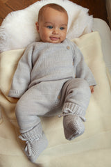Grey Merino Wool Baby Booties