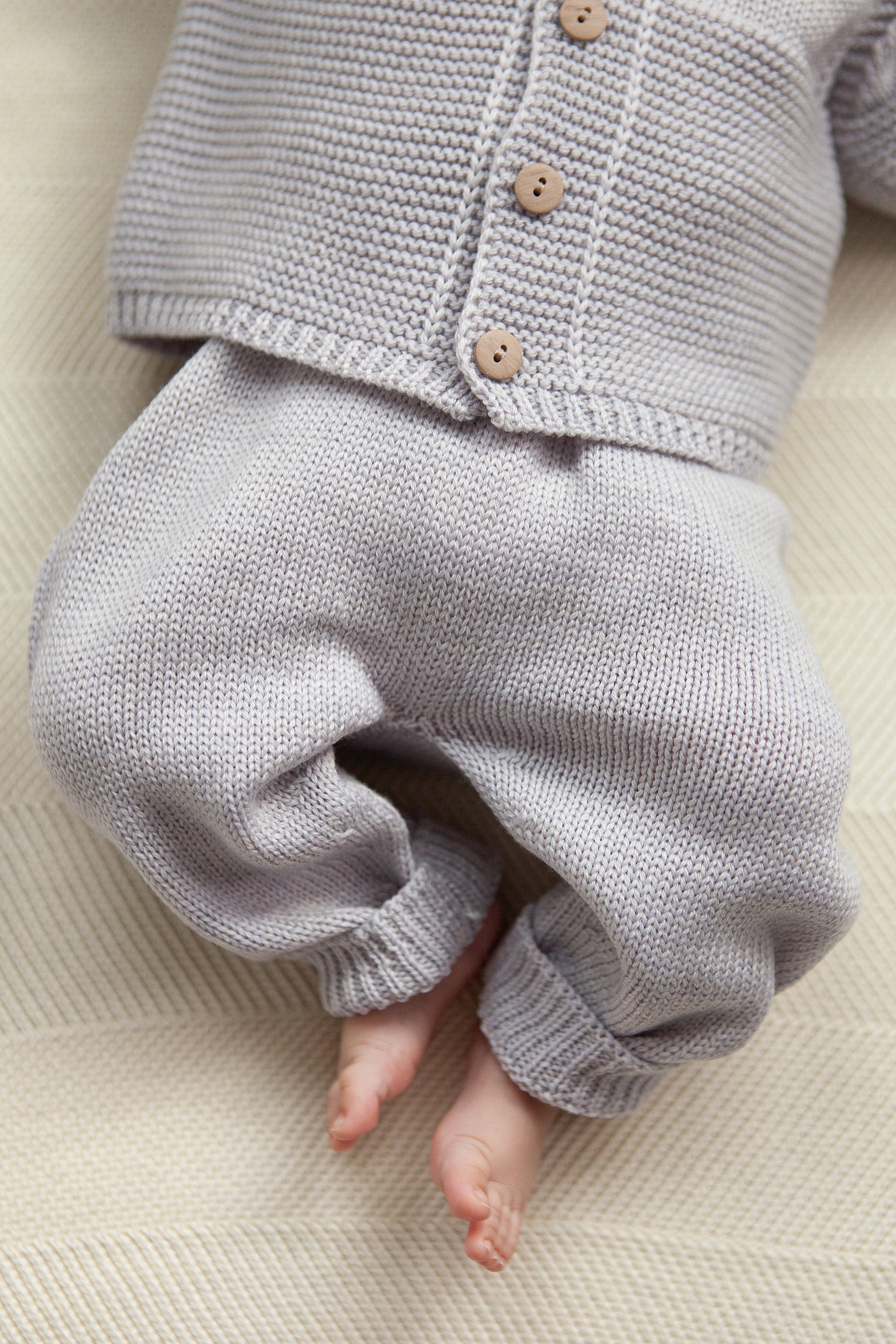 Grey Merino Wool Knitted Baby  Pants