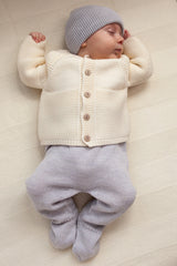 Grey Merino Wool Baby Footed Pants