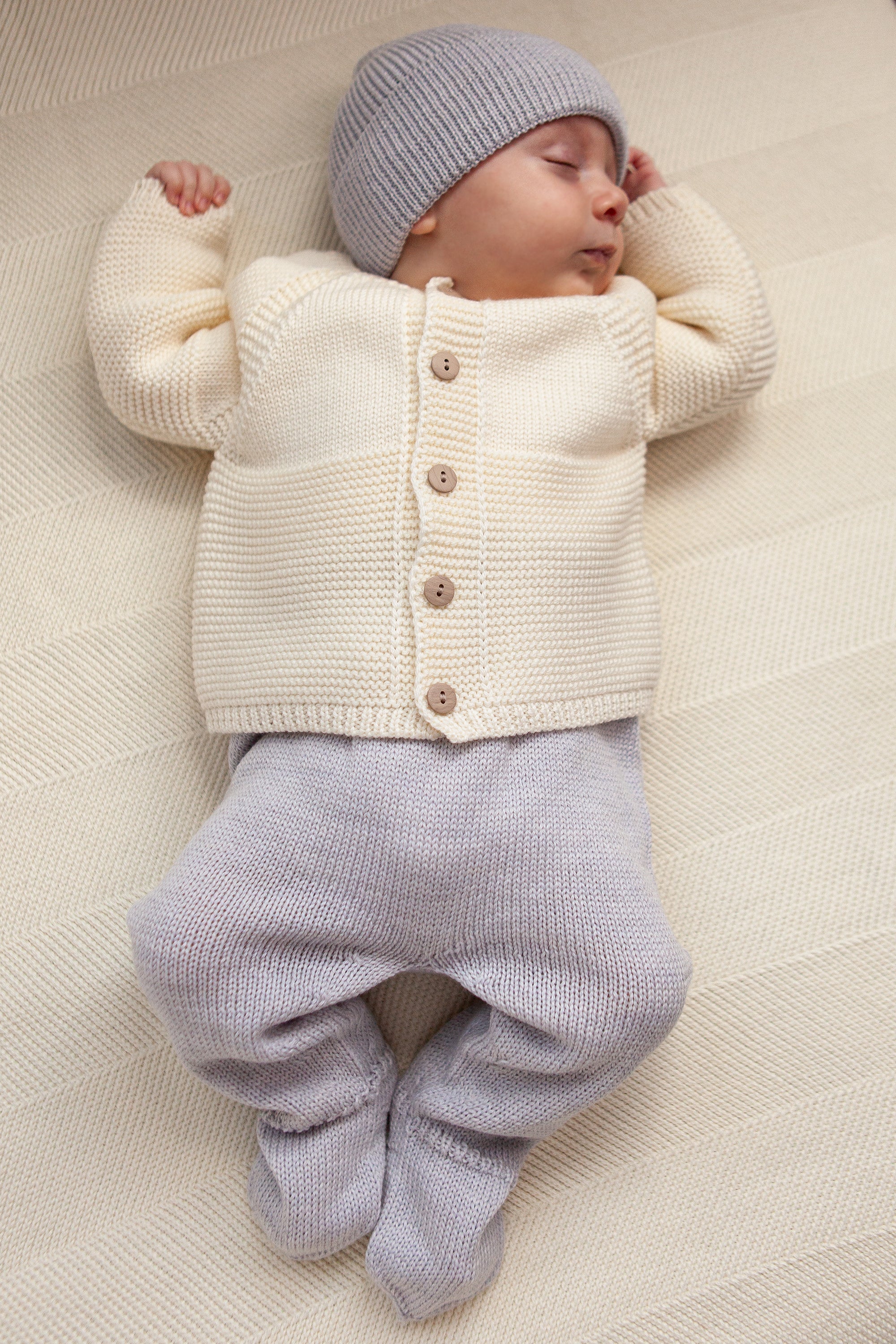 Grey Merino Wool Baby Footed Pants
