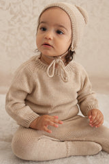 Beige Merino Wool Baby Plain Jumper