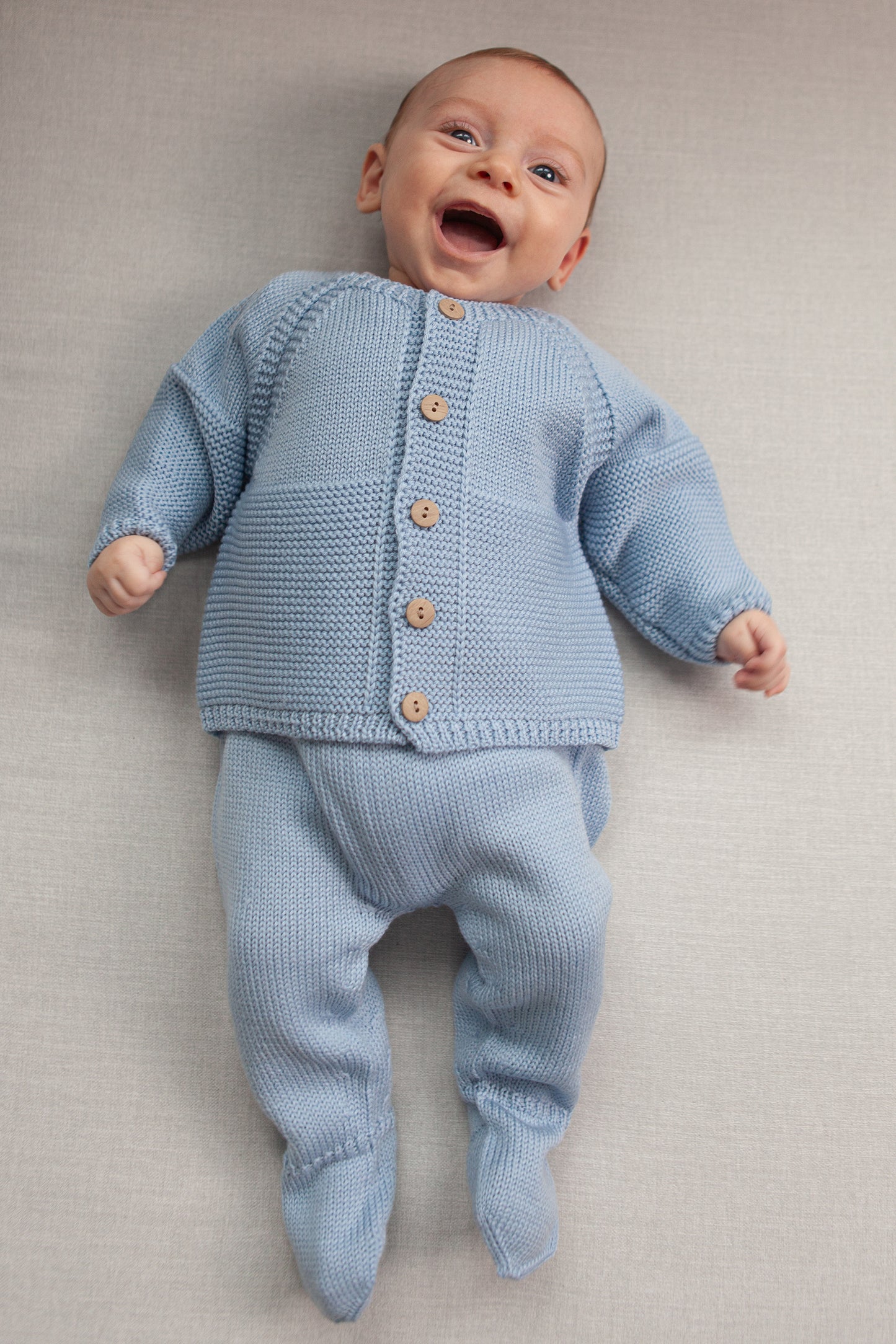 Blue Merino Wool Baby Cardigans