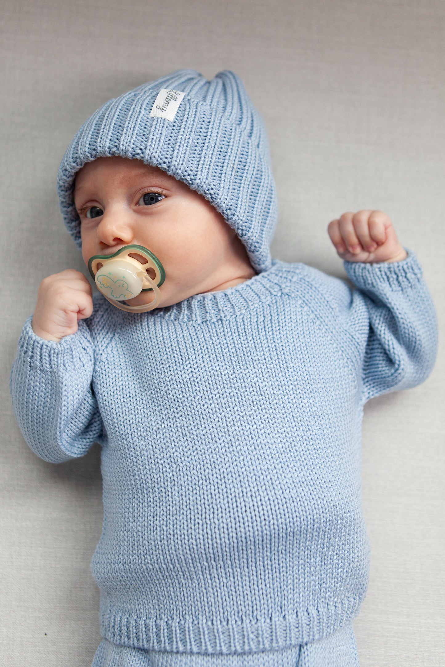 Blue Merino Wool Baby Plain Jumper