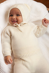 Cream Merino Wool Baby Plain Jumper