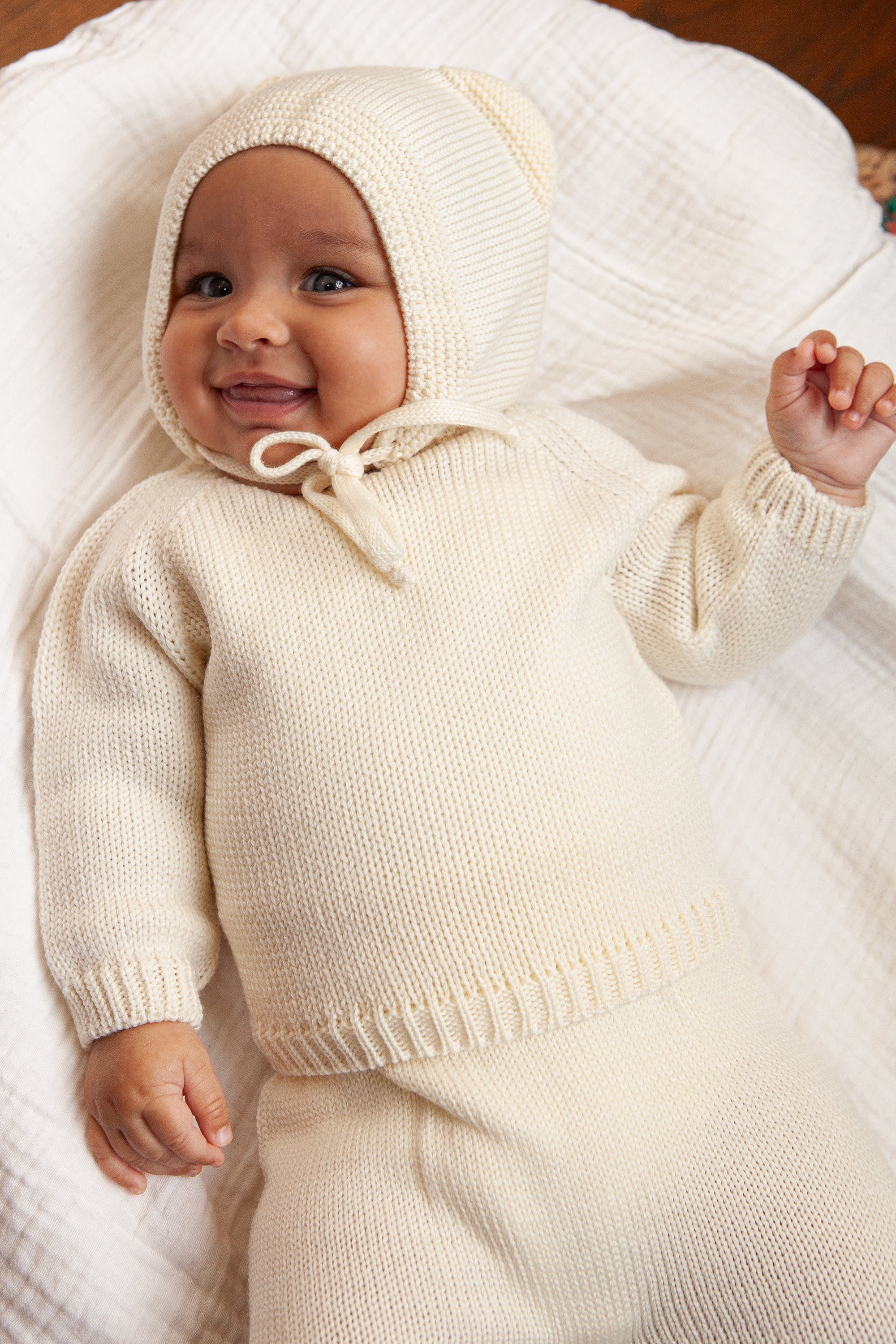 Cream Merino Wool Baby Plain Jumper