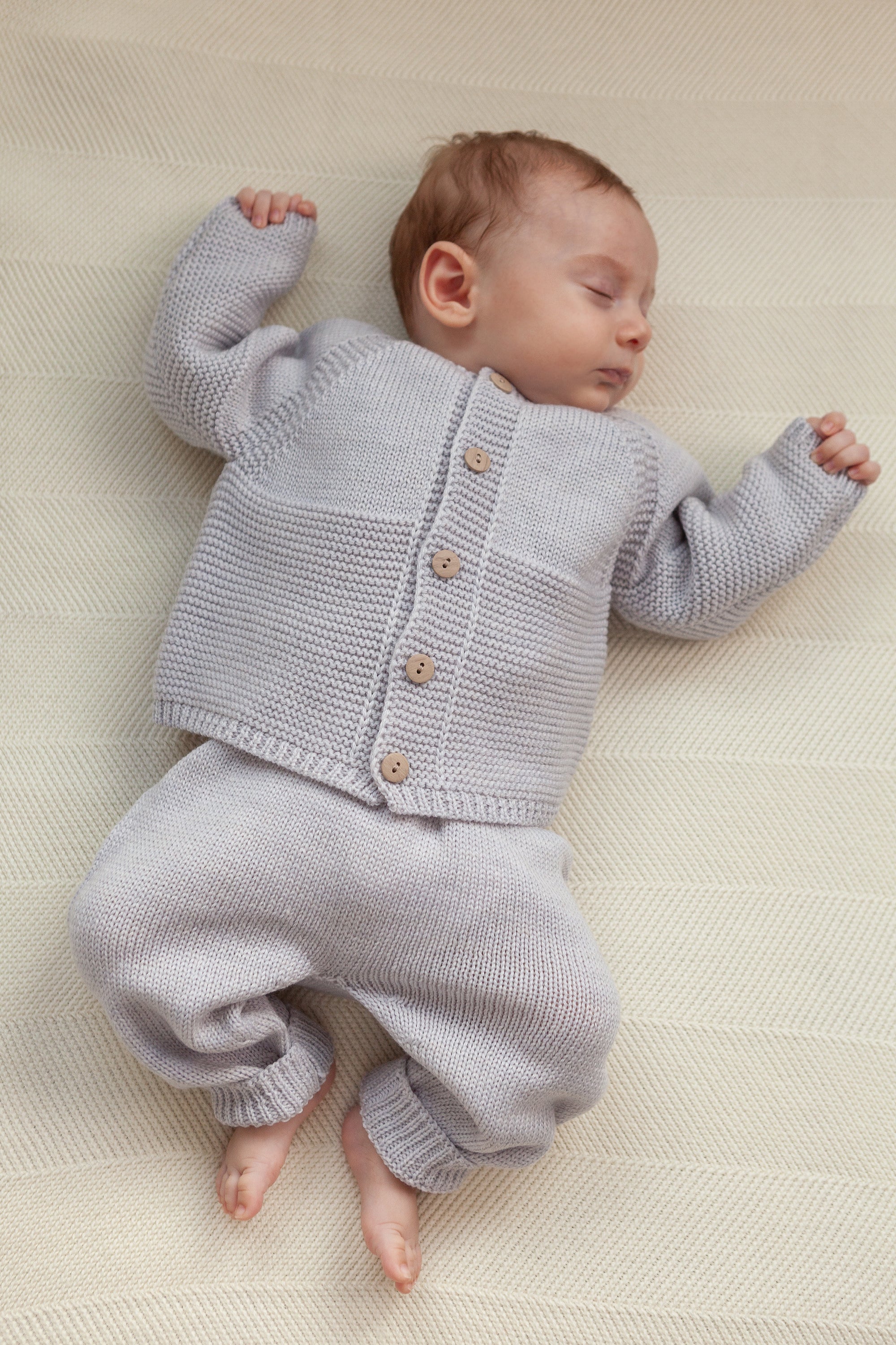 Grey Merino Wool Baby Cardigans