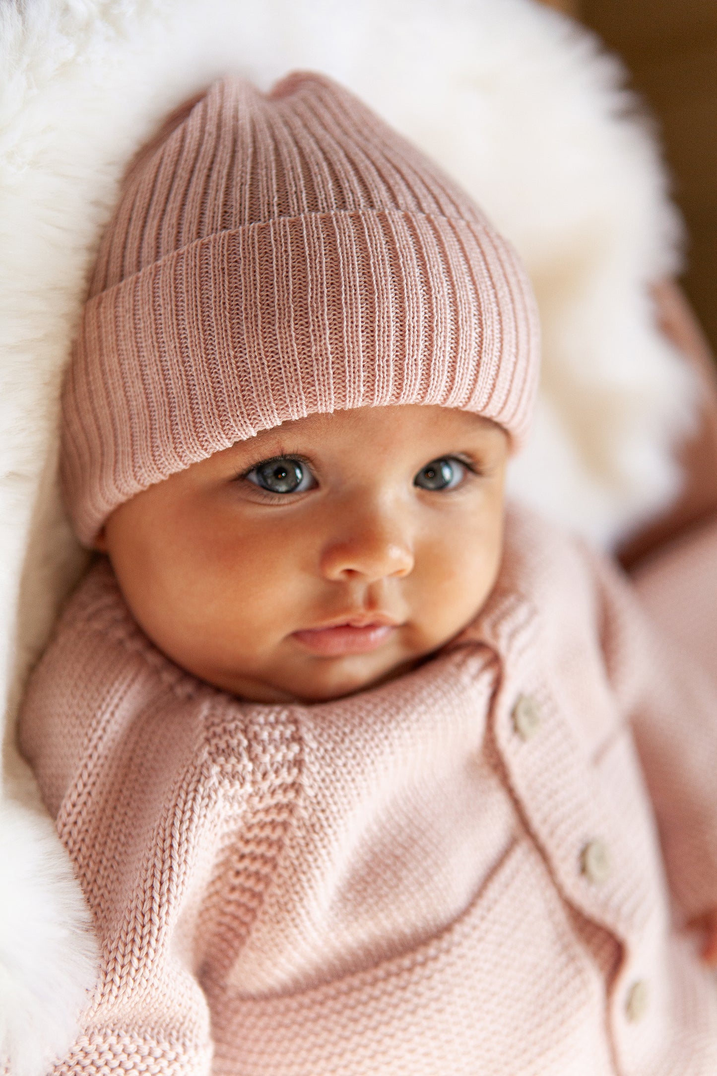 Pink Merino Wool Thin Beanie